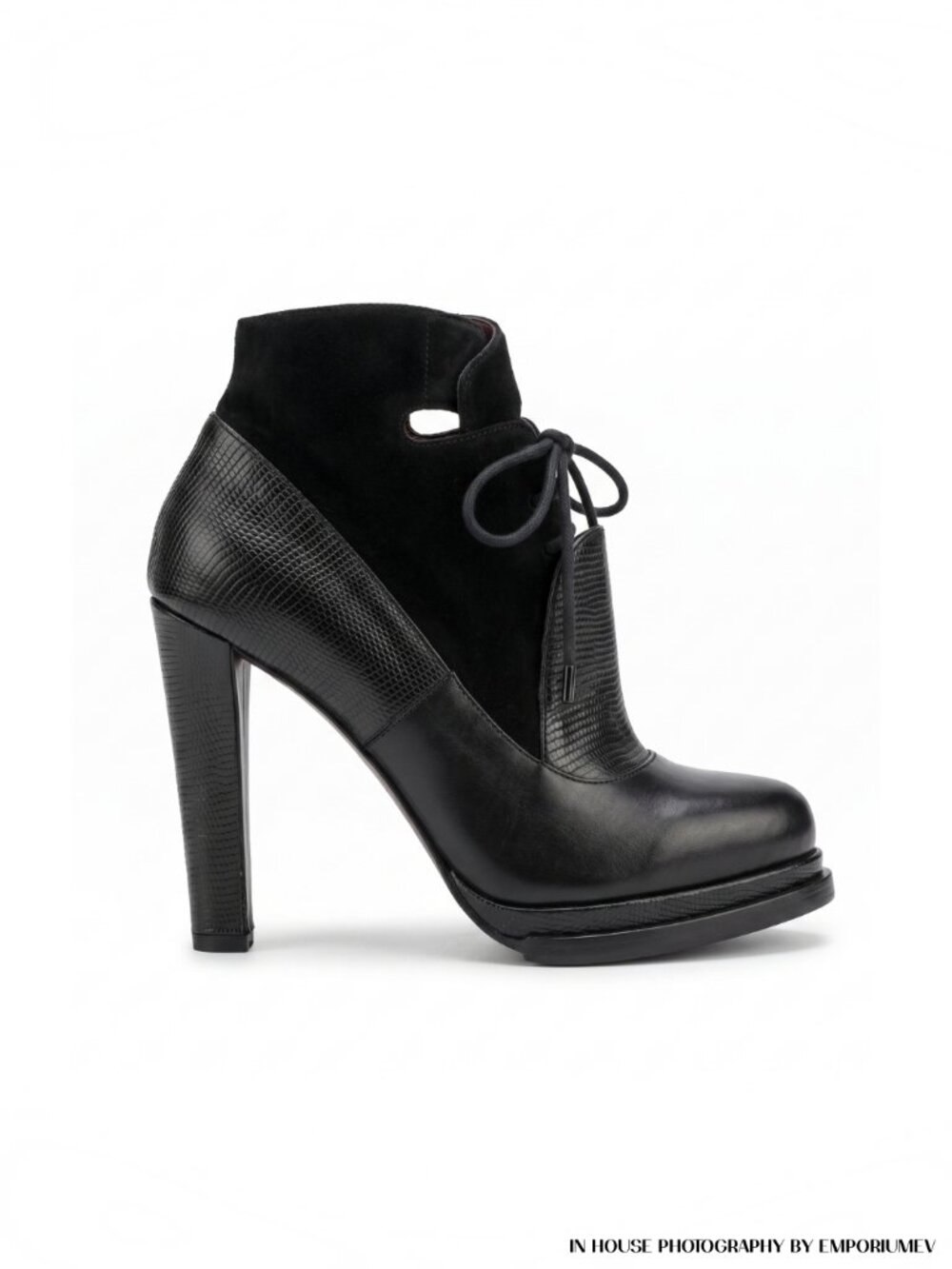 Alexander Wang Black Leather Ankle Lace Up Moto Boots Booties Size US 6.5